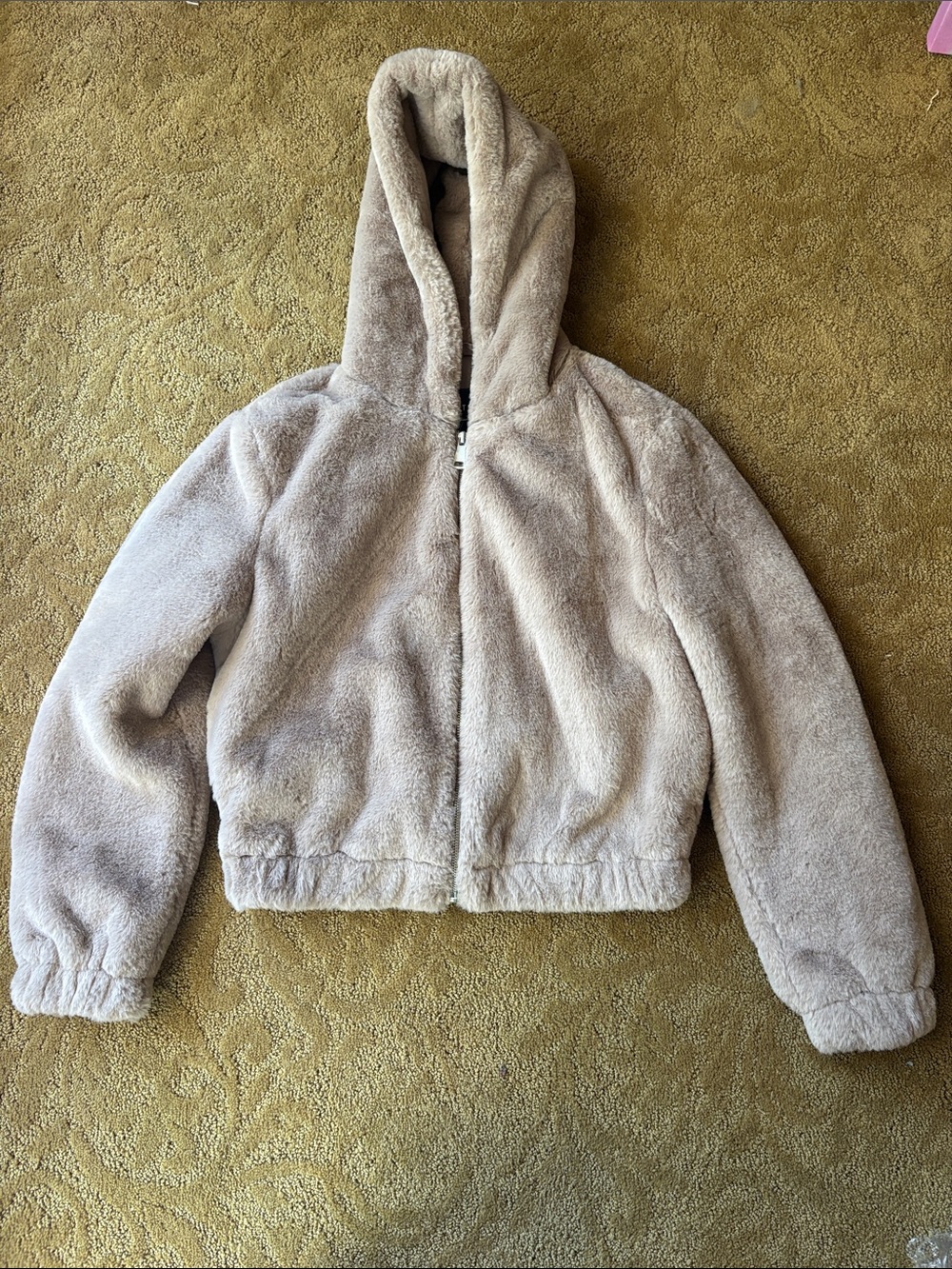 bagatelle Plush Hooded Puffer Jacket - Light Beige